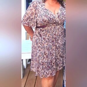 Sangria Woman Midi Dress w/Flutter Sleeves Sz 14W